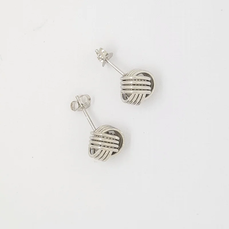 Sterling silver wool knot stud earrings 34743