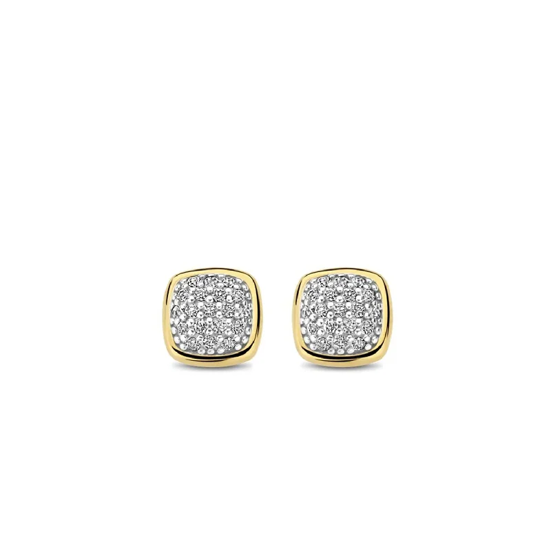 Ti Sento CZ Pave Stud Earrings, Gold