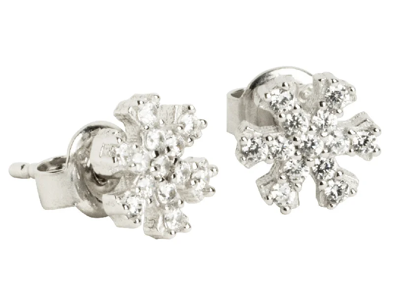 Tiny Snowflake CZ Stud Earrings