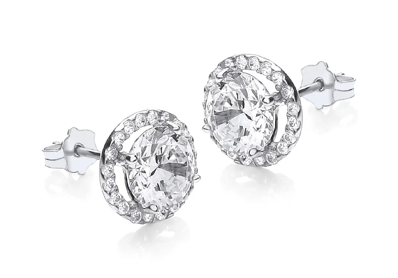 White gold Halo stud earrings 5004