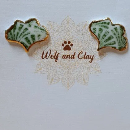 WOLF AND CLAY GOLD RIMMED STUD EARRINGS