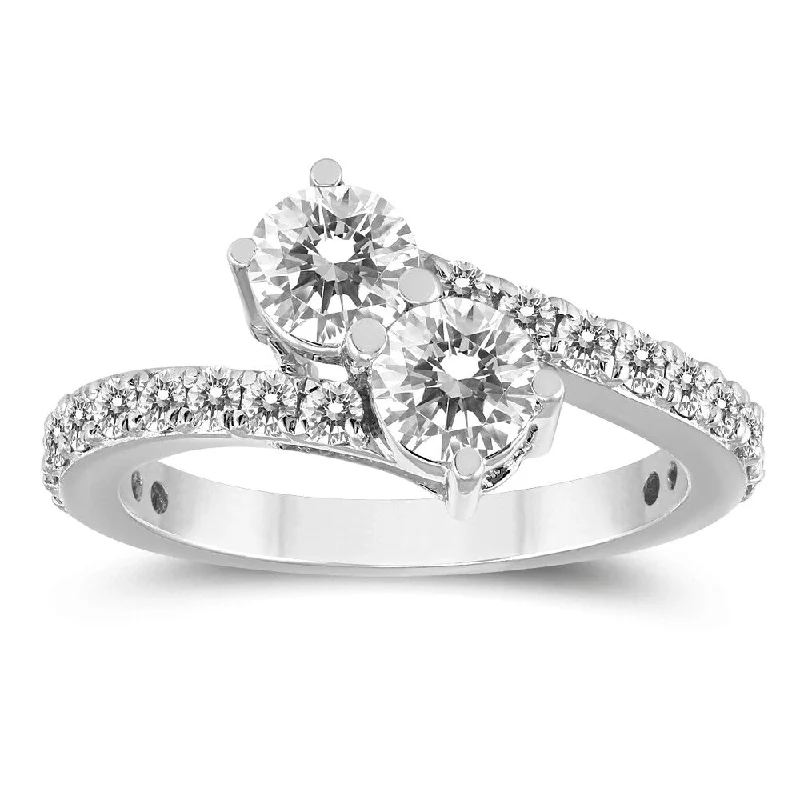 1 1/2 Carat TW Two Stone Diamond Ring in 14K White Gold