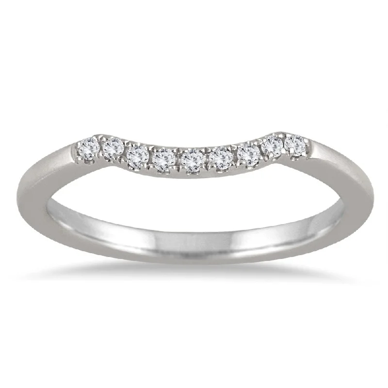 1/10 Carat TW Curved Diamond Wedding Band in 14K White Gold