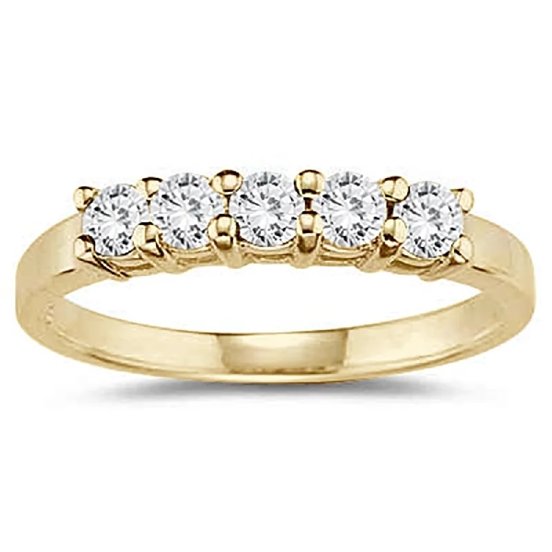 1/2 Carat TW 5 Stone White Diamond Ring in 10K Yellow Gold