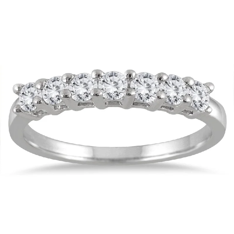 1/2 Carat TW 7 Stone Diamond Band in 10K White Gold