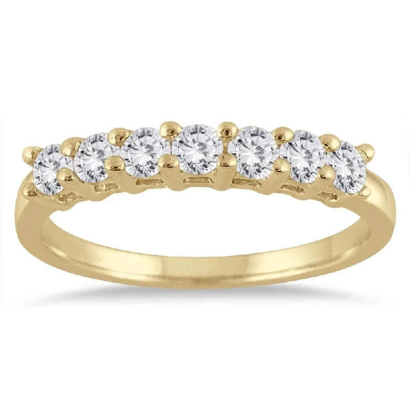 1/2 Carat TW 7 Stone Diamond Band in 10K Yellow Gold