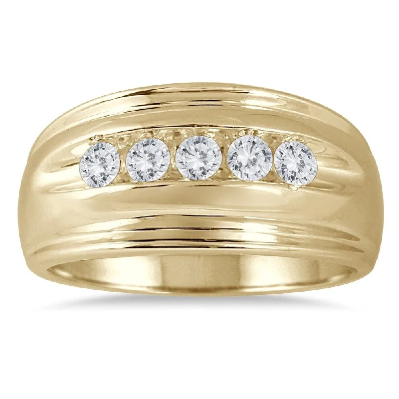 1/2 Carat TW Five Stone Diamond Men's Ring in 10K Yellow Gold