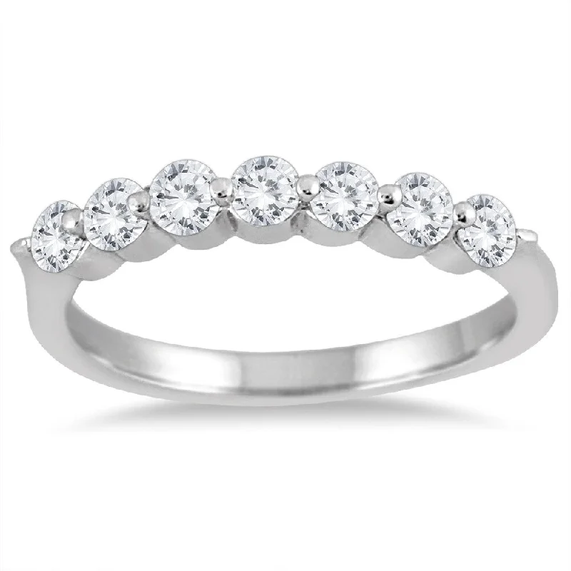 1/2 Carat TW Seven Stone Diamond Wedding Band in 14K White Gold