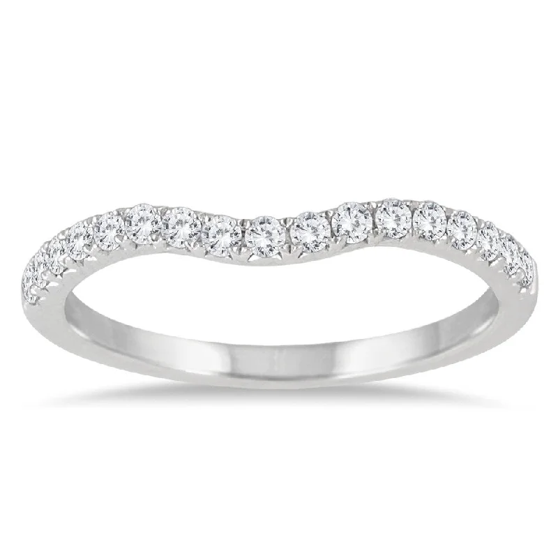 1/4 Carat TW Curved Diamond Wedding Band in 14K White Gold