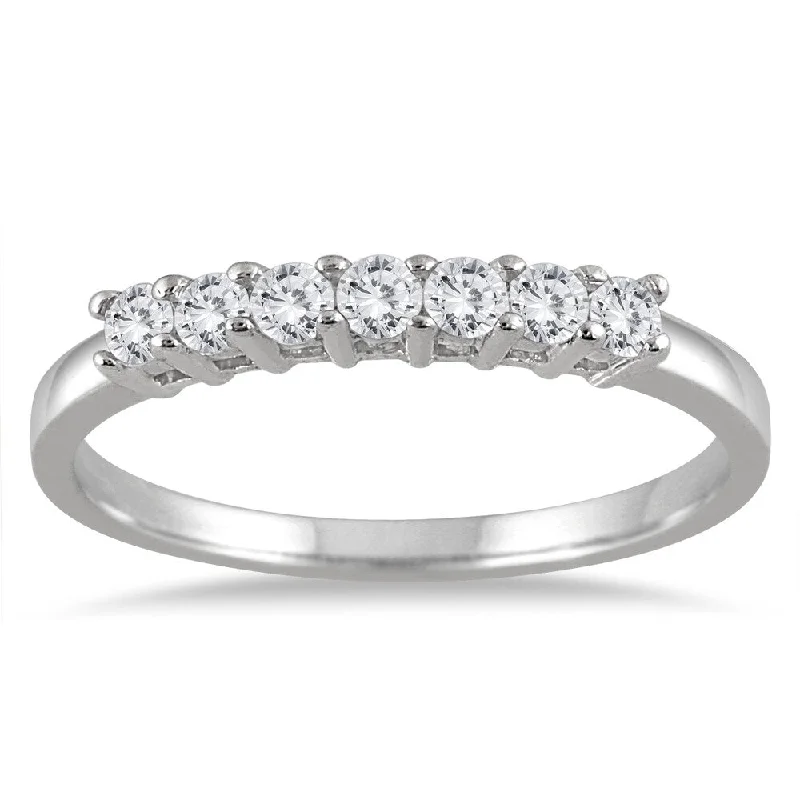 1/4 Carat TW Seven Stone Diamond Wedding Band in 10K White Gold