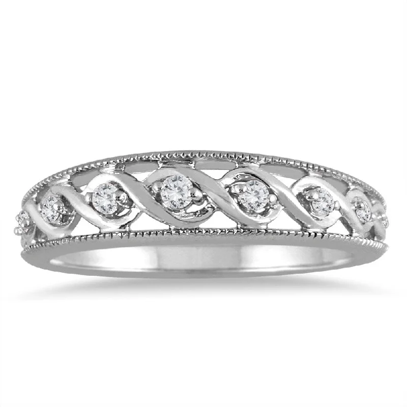 1/8 Carat TW Diamond Braided Band in 14K White Gold