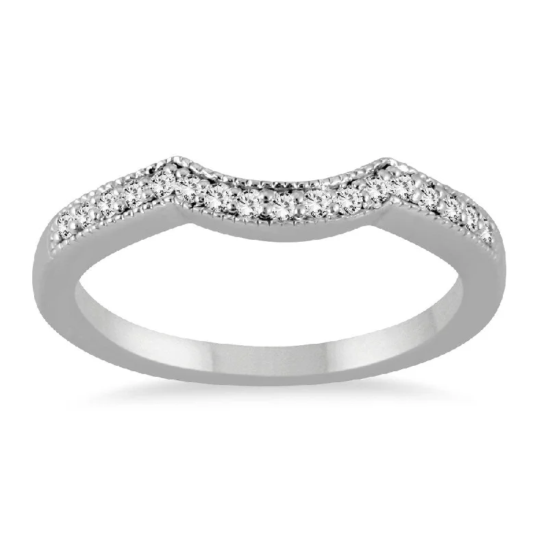 1/8 Carat TW Diamond Curved Wedding Band in 14K White Gold