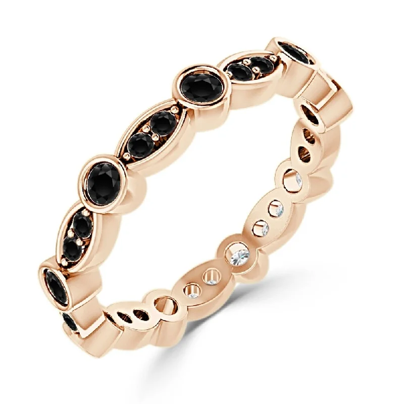 10K Gold Stackable 1/2ct TDW Petite Black Diamond Wedding Band by Auriya