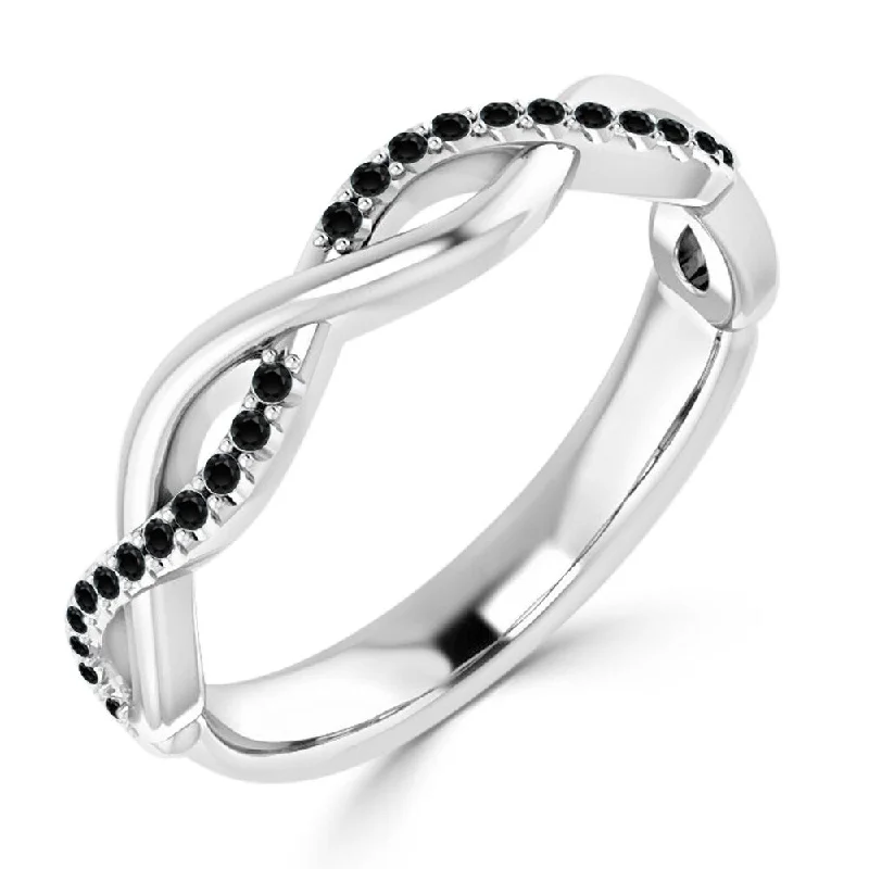 10K Gold Stackable 1/8ct TDW Infinity Inspired Black Diamond Wedding Band by Auriya