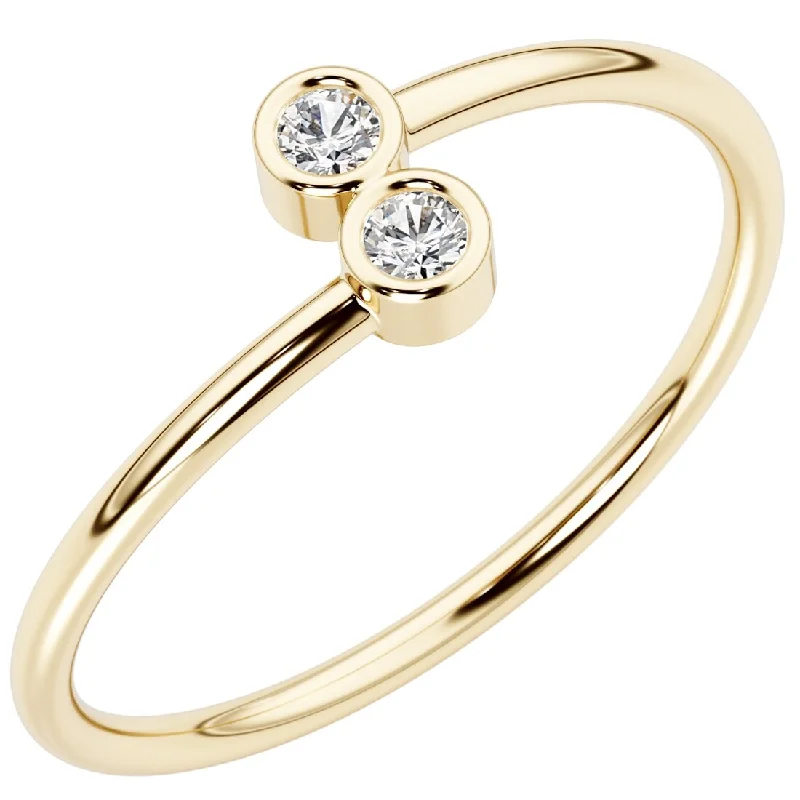 14k Gold Plated Sterling Silver Lab Diamond 1/20 ct Stacking Ring Band