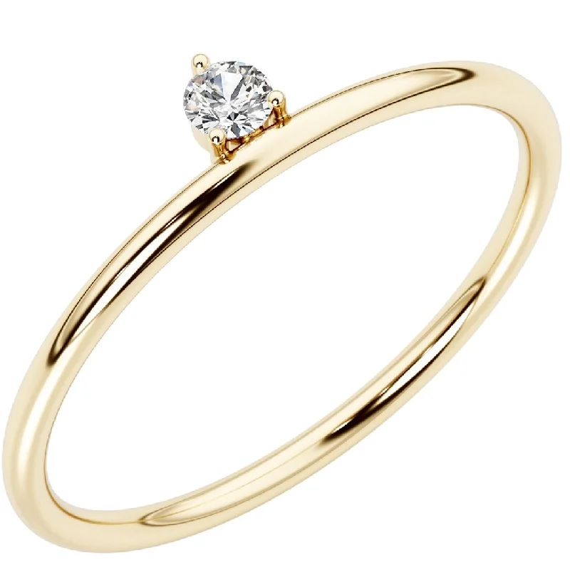 14k Gold Plated Sterling Silver Lab Diamond 1/20 ct Stacking Ring Band