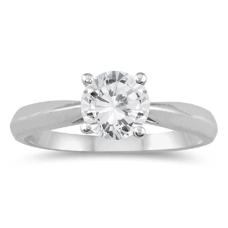 AGS Certified 3/4 Carat TW Round Diamond Solitaire Ring in 14K White Gold (H-I Color, I1-I2 Clarity)