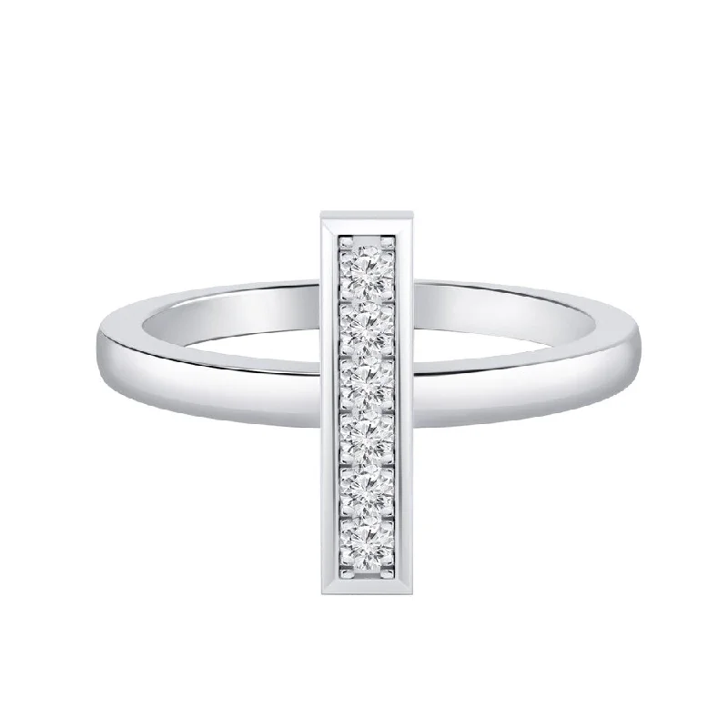 Auriya 0.10ctw Petite Vertical Diamond Bar Ring 14K Gold