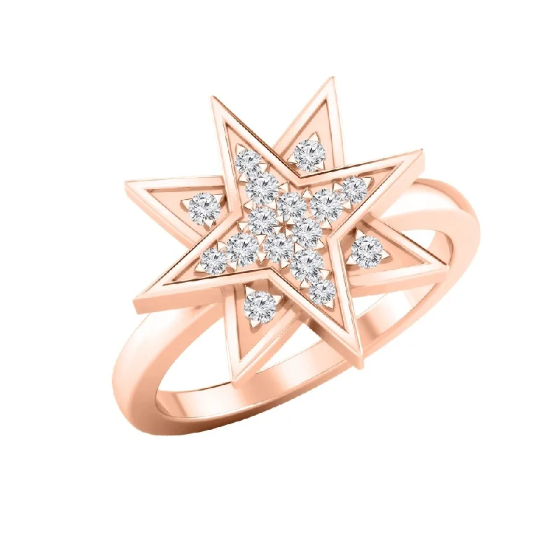 Auriya 0.15ctw Cosmic Diamond Double Star Ring 14K Gold