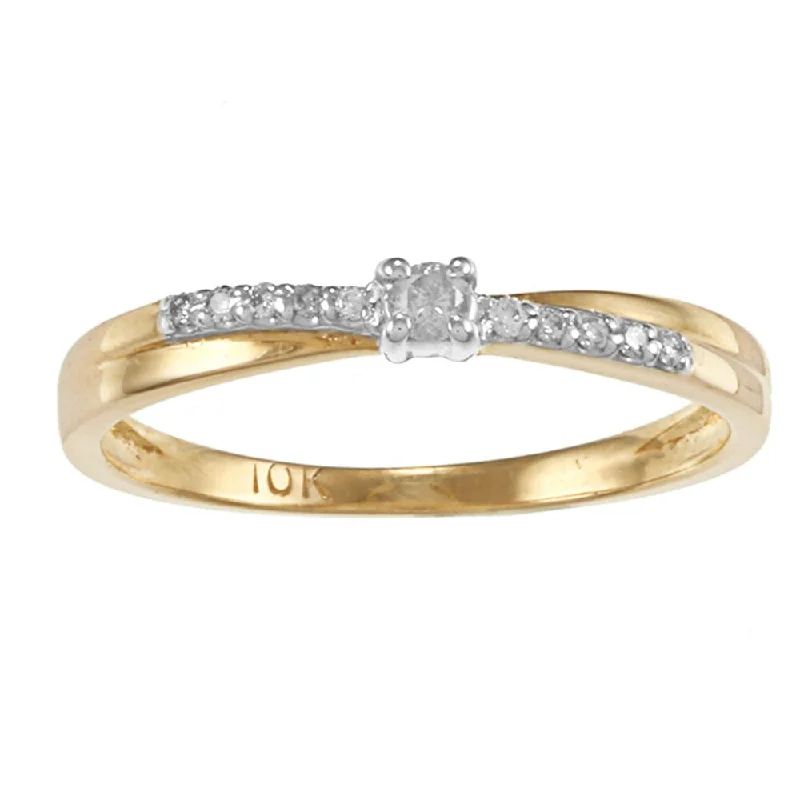 Auriya 1/10ctw Round Diamond Promise Ring 10k Two-tone Gold