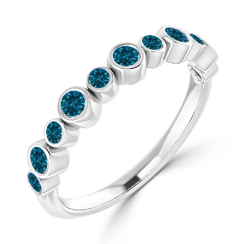 Auriya 1/3cttw Stackable Petite Bezel Set Blue Diamond Ring 10k Gold Ultra-thin