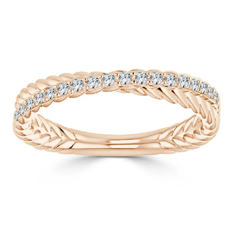 Auriya 10k Gold 1/5ctw Petite Stackable Rope Diamond Wedding Band