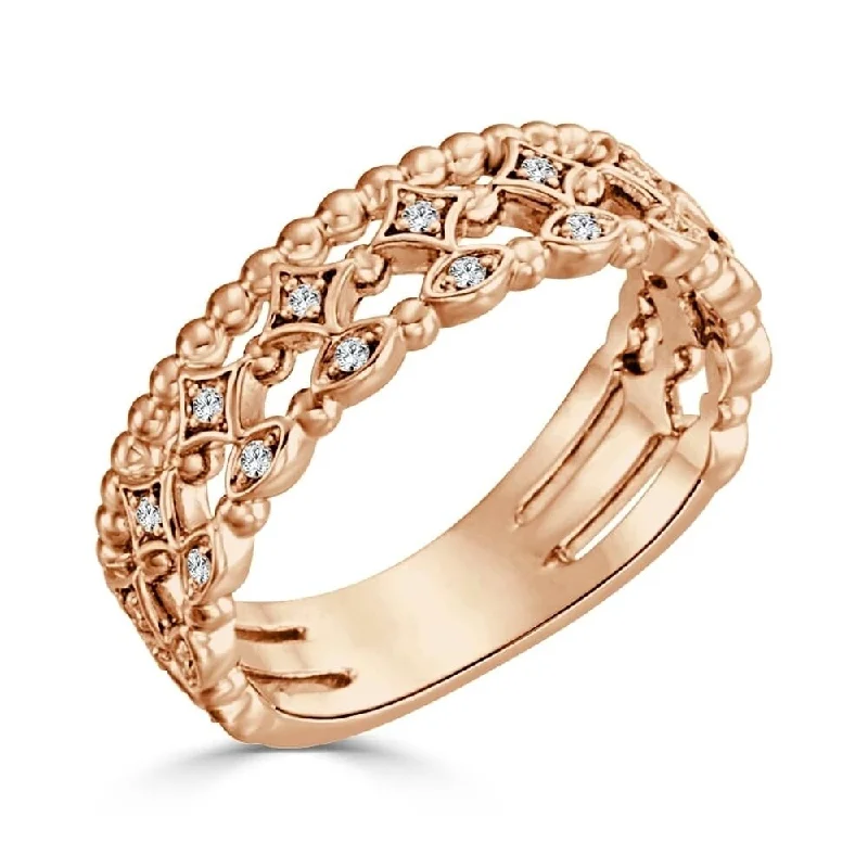 Auriya 10k Gold 1/8ctw Vintage Lace Stackable Diamond Wedding Band