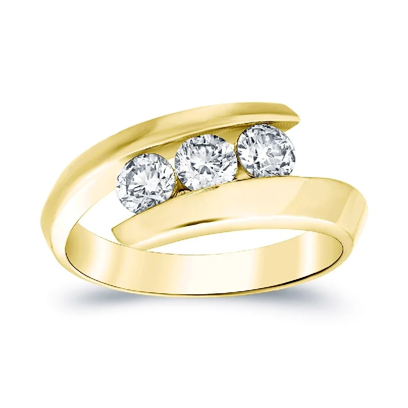 Auriya 14k Gold 3/4ctw 3-stone Bypass Diamond Engagement Ring