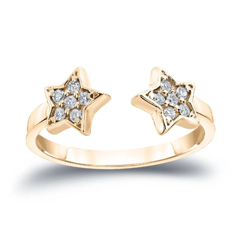 Auriya 14k Gold Stackable Open Star Diamond Ring 1/8ct TW