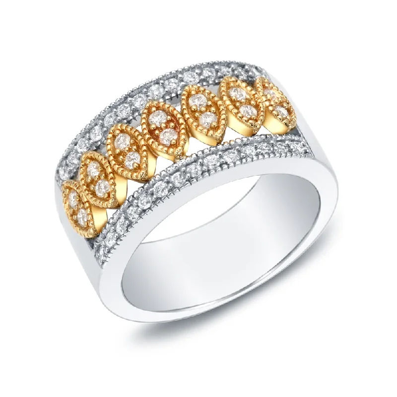 Auriya 14k Two-tone Gold 1/2ct TDW Vintage Inspired Wide Diamond Wedding Band