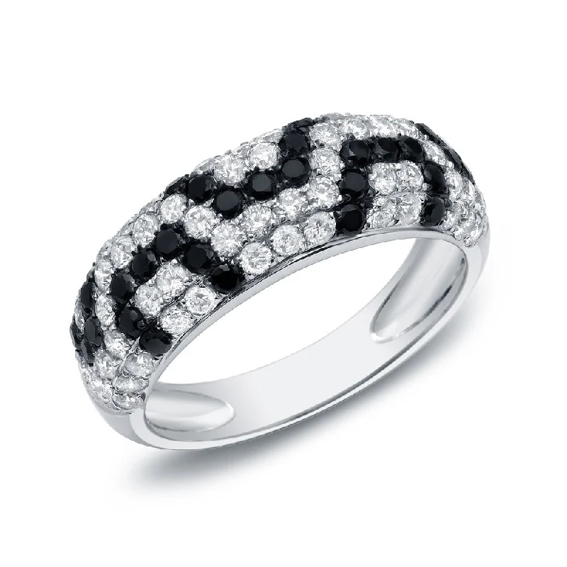 Auriya 14k White Gold 1 1/2ct TDW Black and White Pave-set Diamond Ring