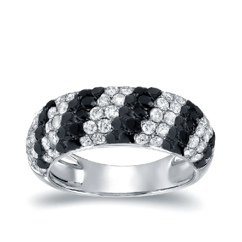 Auriya Pave White and Black Diamond Dome Band 1 1/2 carat TDW 14K White Gold