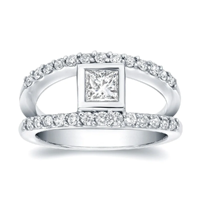 Auriya Split Shank 1ct TDW Princess-Cut Diamond Engagement Ring 14k White Gold