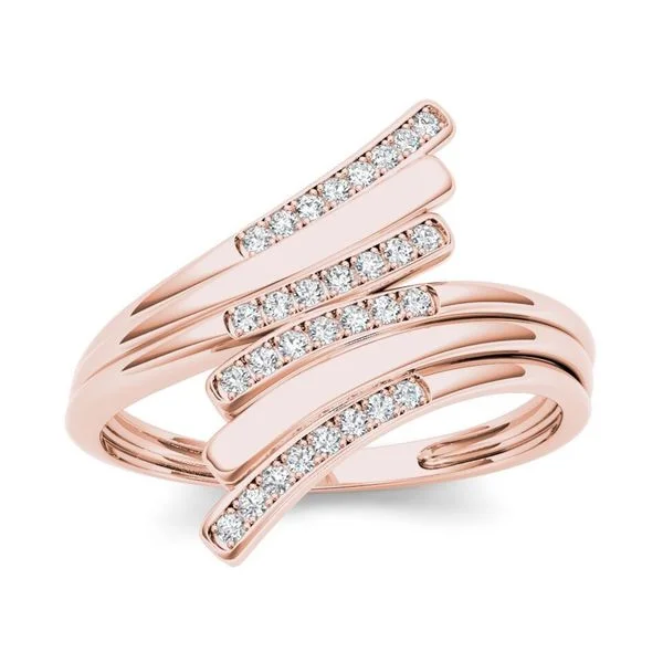 De Couer 10k Rose Gold 1/10ct TDW Diamond Triple Ribbon Ring - Pink