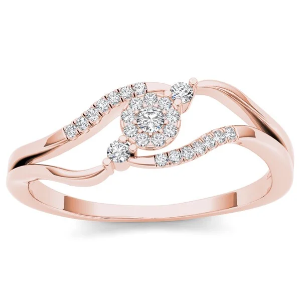 De Couer 10k Rose Gold 1/8ct TDW Diamond Bypass Cluster Ring - Pink