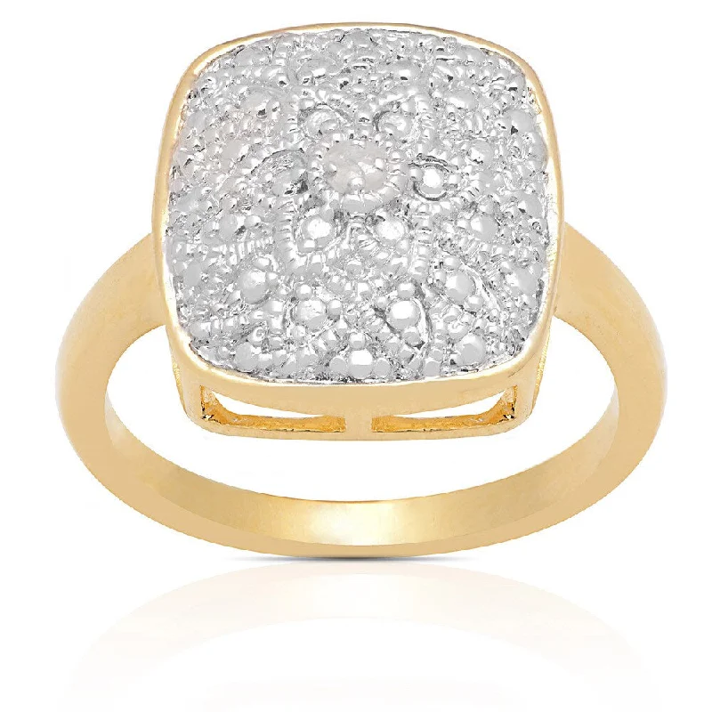 Finesque 14k Gold Overlay Diamond Accent Flower Design Ring