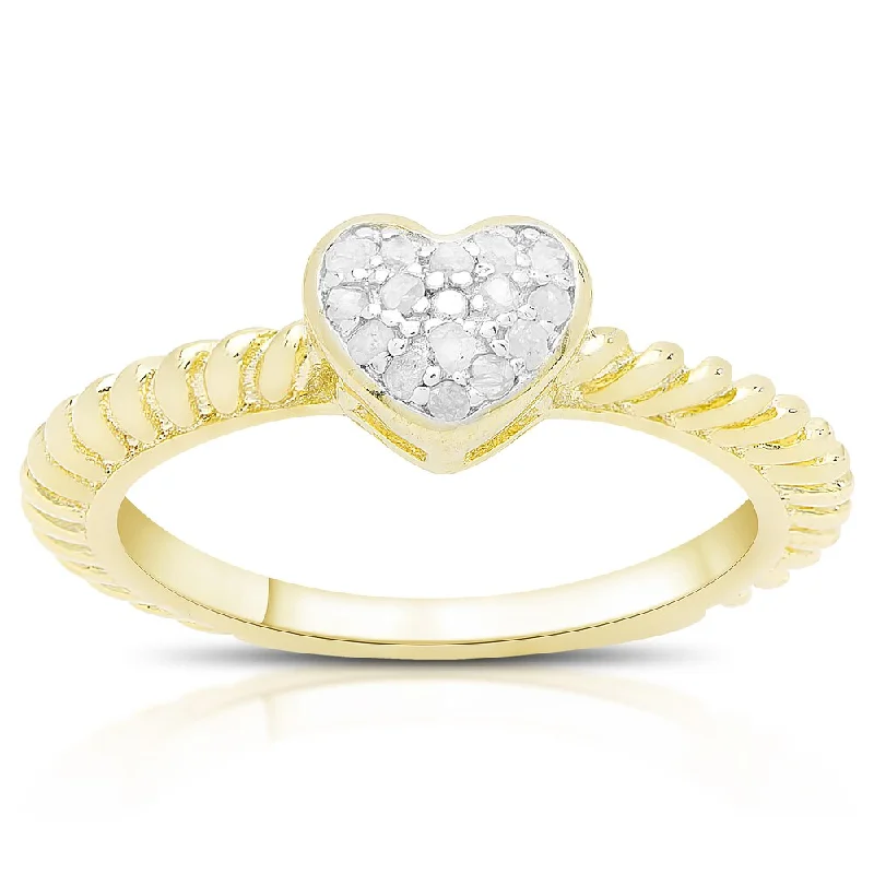 Finesque Gold Over Sterling Silver 1/0 Ct TDW Diamond Heart Ring