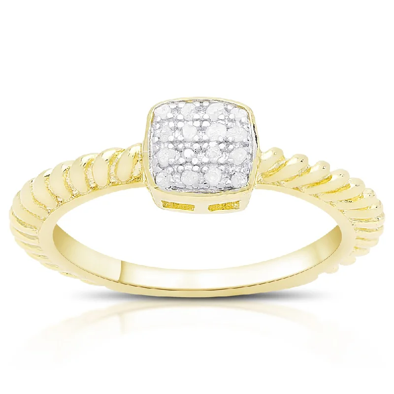 Finesque Gold Over Sterling Silver 1/0 Ct TDW Diamond Square Ring