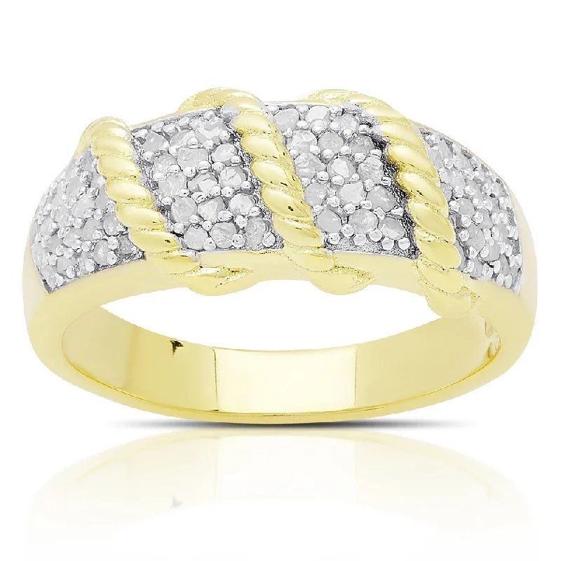 Finesque Gold Over Sterling Silver 1/2ct TDW Diamond Twist Design Ring