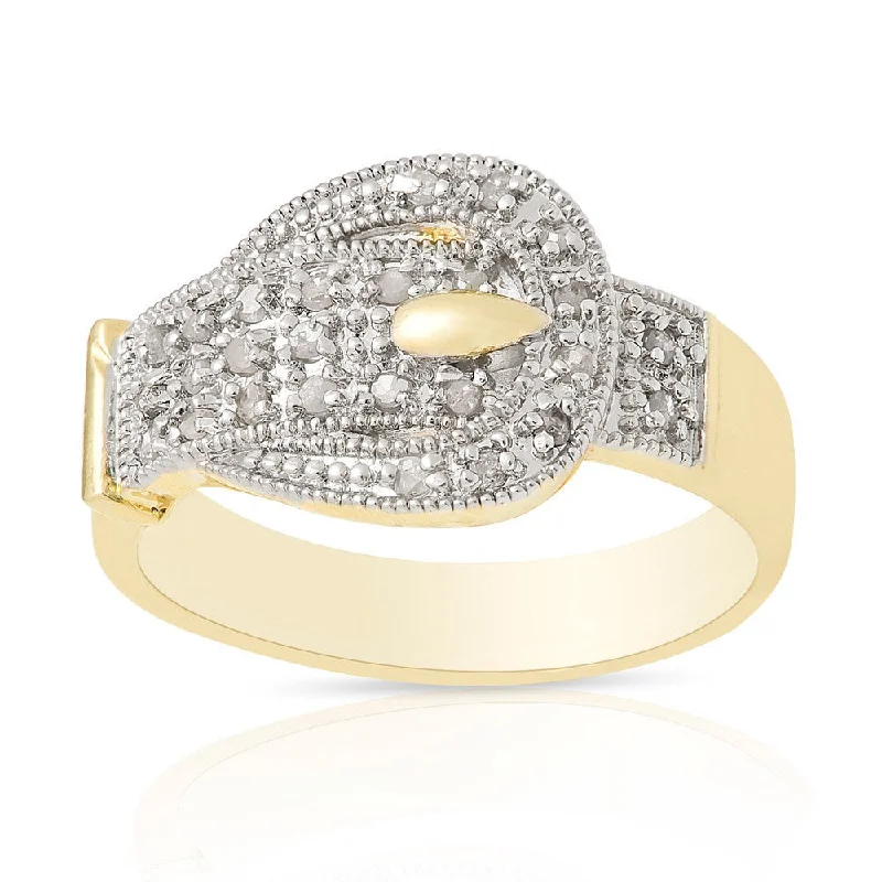 Finesque Gold Over Sterling Silver 1/4 ct TDW Diamond Buckle Design Ring