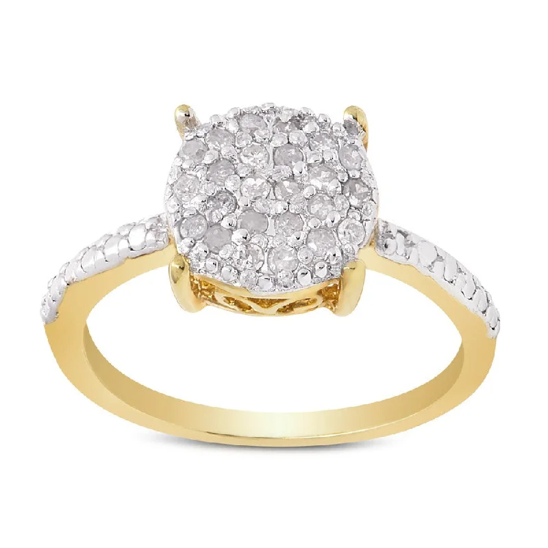 Finesque Gold over Sterling Silver 1/4ct TDW Diamond Circle Ring