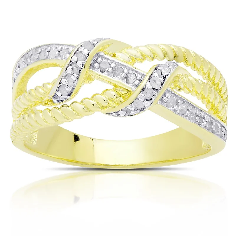 Finesque Gold Over Sterling Silver 1/4ct TDW Diamond Twist Ring