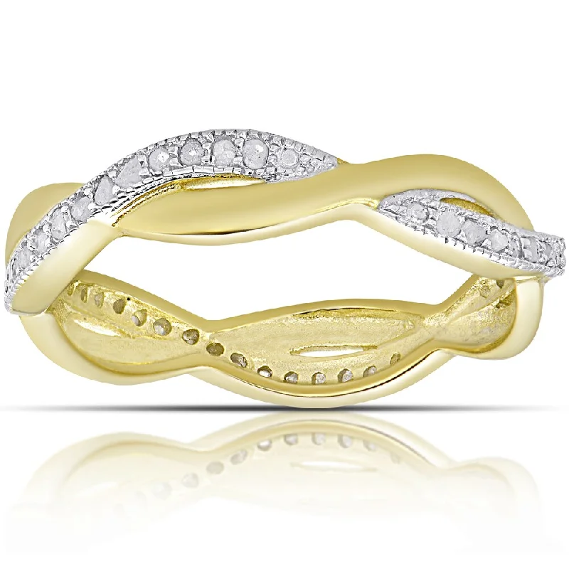 Finesque Gold over Sterling Silver 1/4ct TW Diamond Twist Design Ring