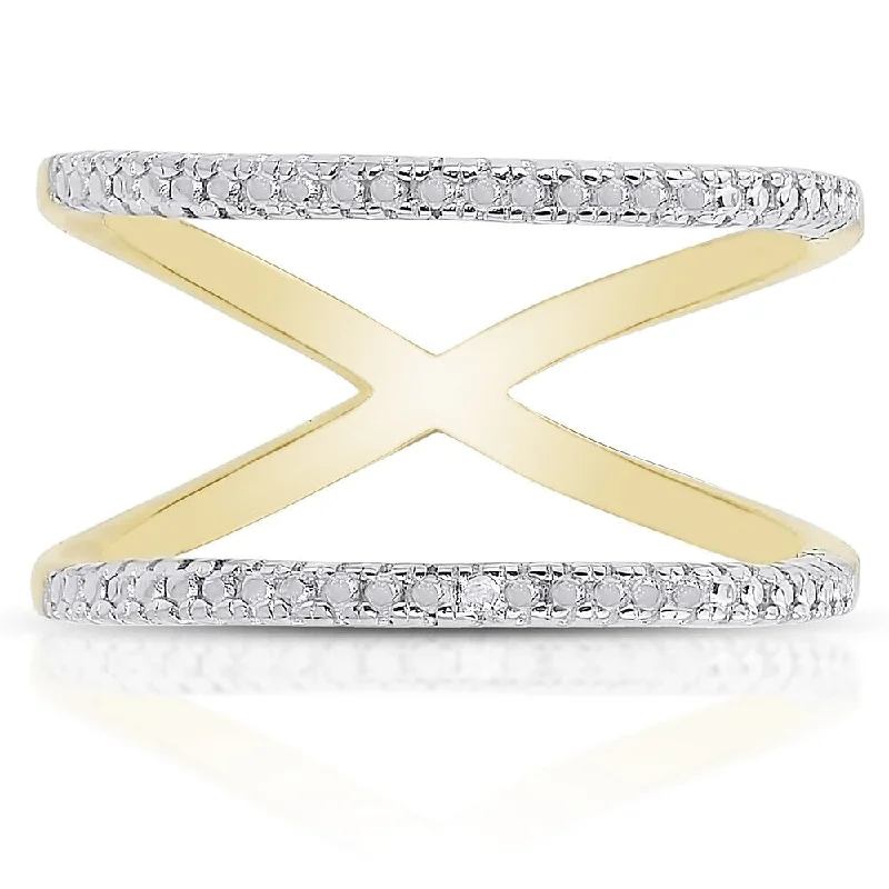 Finesque Gold Over Sterling Silver Diamond Accent Double Row Ring