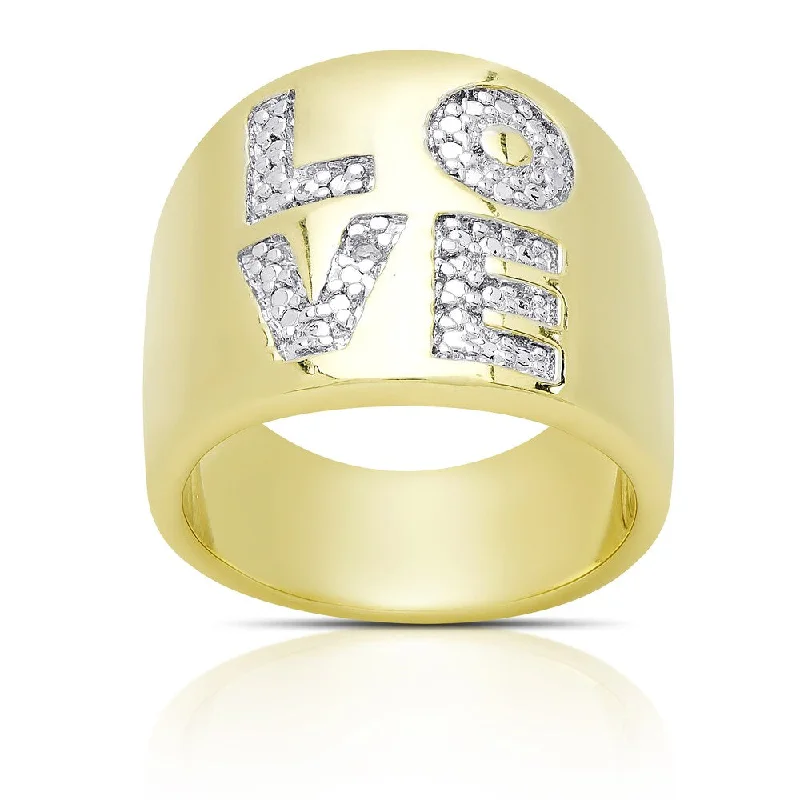 Finesque Gold Overlay Diamond Accent 'LOVE' Ring