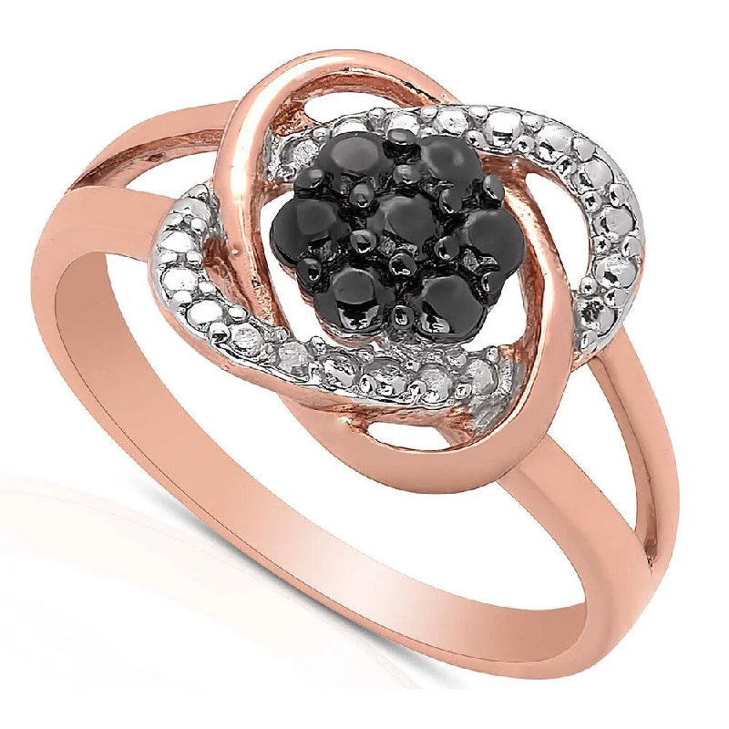 Finesque Rose Gold Over Sterling Silver Diamond Accent Love Knot Design Ring