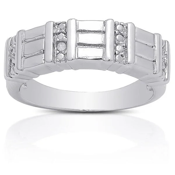 Finesque Silver Overlay Diamond Accent Ring