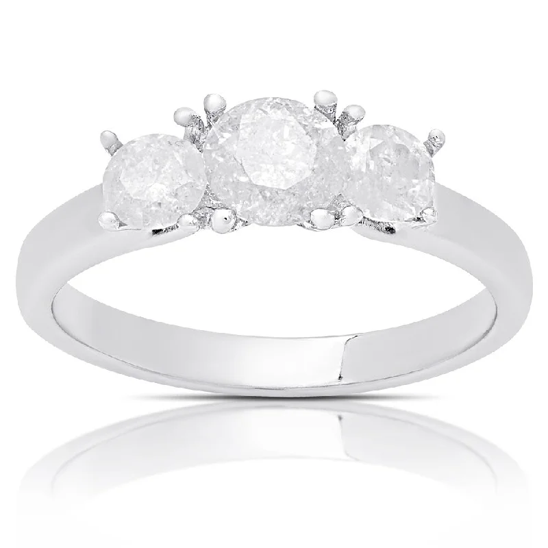 Finesque Sterling Silver ct TDW Diamond Three Stone Ring