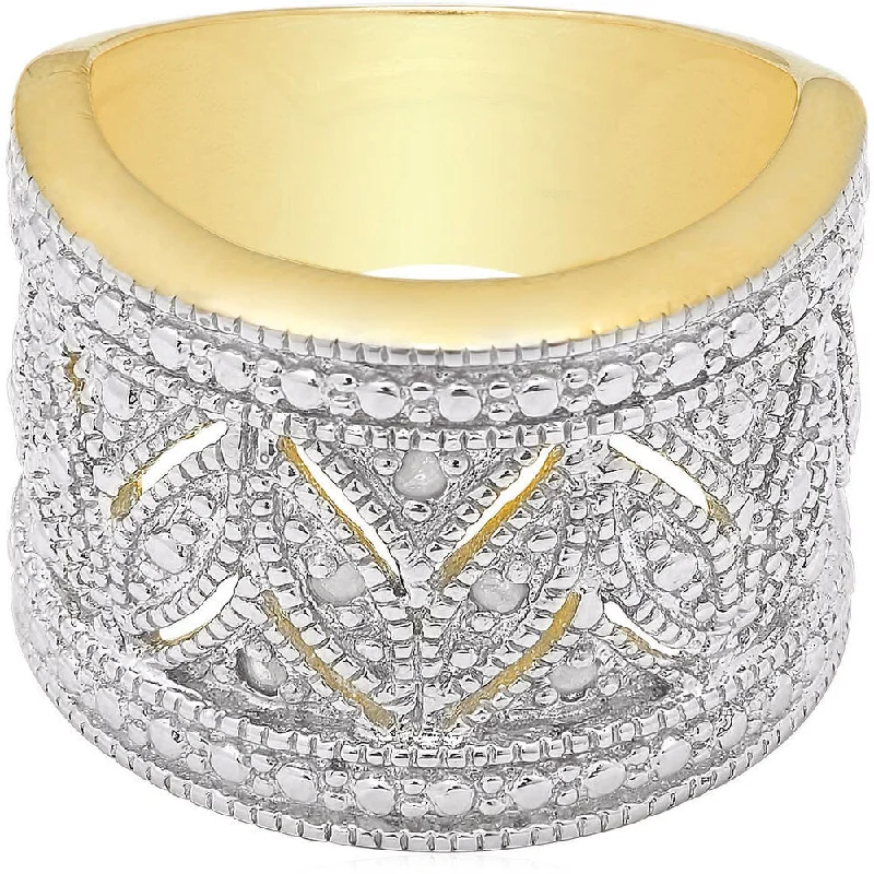 Finesque Yellow Gold Over Sterling Silver Diamond Accent Ring