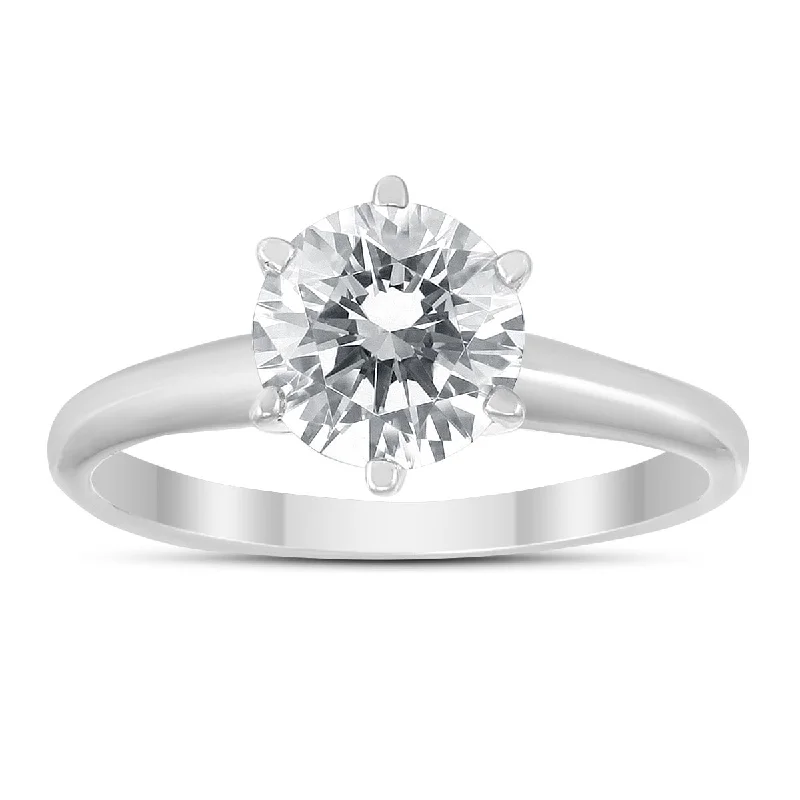 IGI Certified Lab Grown 1 1/10 Carat Diamond Solitaire Ring in 14K White Gold (J Color, VS2 Clarity)